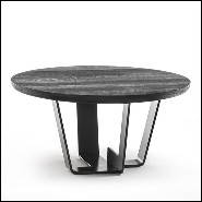 Table basse avec base en fer laqué finition irondust et avec plateau en chêne massif finition noire 154-Jay Black Oak