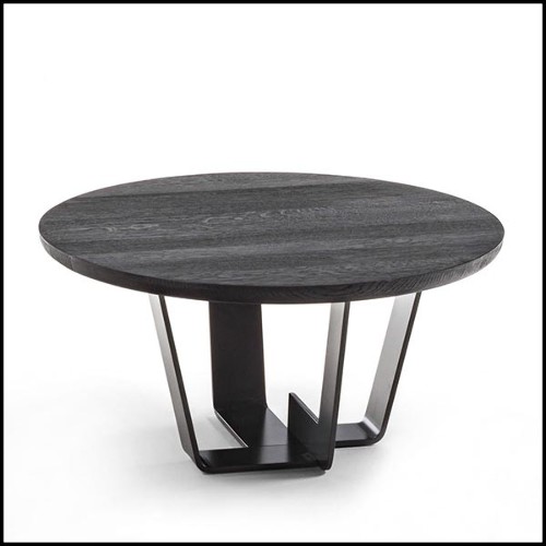 Table basse avec base en fer laqué finition irondust et avec plateau en chêne massif finition noire 154-Jay Black Oak