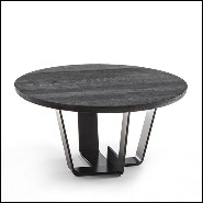 Table basse avec base en fer laqué finition irondust et avec plateau en chêne massif finition noire 154-Jay Black Oak