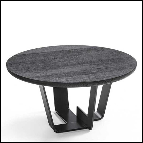 Coffee table with base structure in lacquered iron with solid oak top in black finish 154-Jay Black Oak