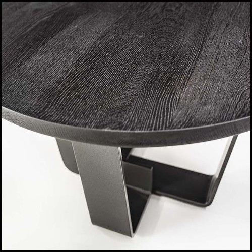Table basse avec base en fer laqué finition irondust et avec plateau en chêne massif finition noire 154-Jay Black Oak