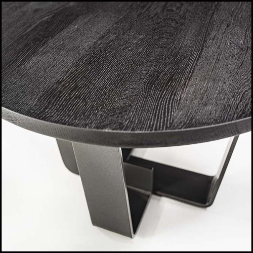 Coffee table with base structure in lacquered iron with solid oak top in black finish 154-Jay Black Oak