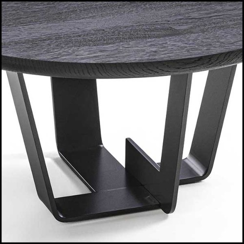 Coffee table with base structure in lacquered iron with solid oak top in black finish 154-Jay Black Oak