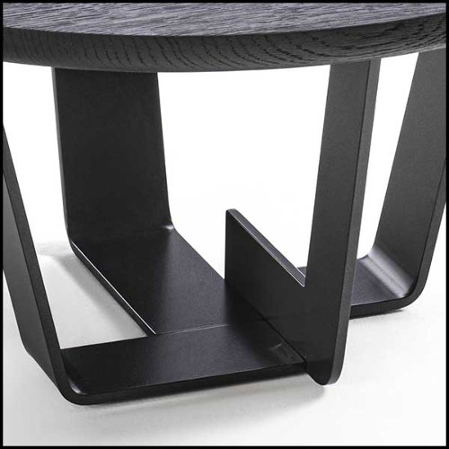 Coffee table with base structure in lacquered iron with solid oak top in black finish 154-Jay Black Oak