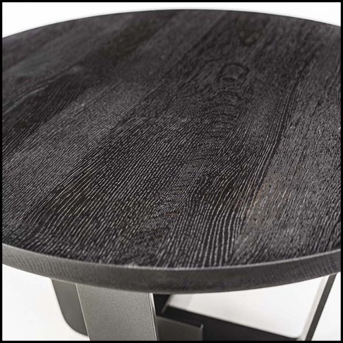 Table basse avec base en fer laqué finition irondust et avec plateau en chêne massif finition noire 154-Jay Black Oak