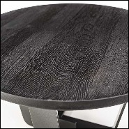 Table basse avec base en fer laqué finition irondust et avec plateau en chêne massif finition noire 154-Jay Black Oak
