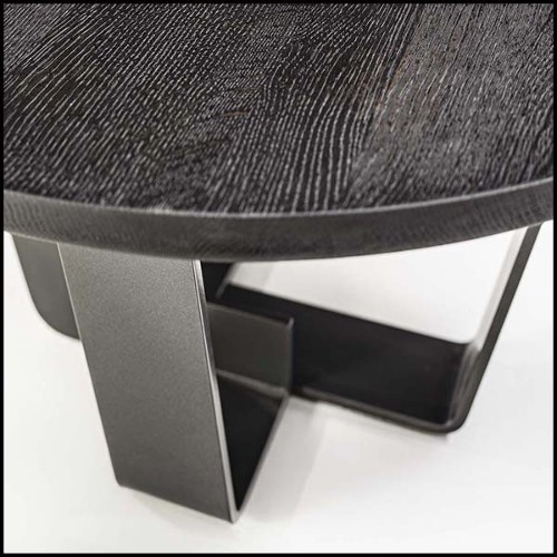 Coffee table with base structure in lacquered iron with solid oak top in black finish 154-Jay Black Oak