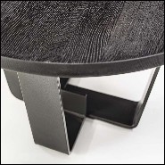 Table basse avec base en fer laqué finition irondust et avec plateau en chêne massif finition noire 154-Jay Black Oak