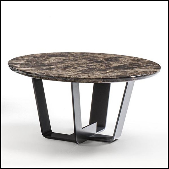 Table basse avec base en fer laqué avec plateau en marbre dark Emperador 154-Jay Marble