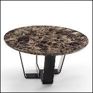 Coffee table with base structure in lacquered iron with emperador dark marble top 154-Jay Marble