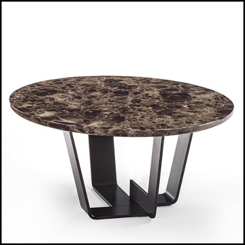 Coffee table with base structure in lacquered iron with emperador dark marble top 154-Jay Marble