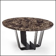 Table basse avec base en fer laqué avec plateau en marbre dark Emperador 154-Jay Marble