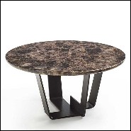 Table basse avec base en fer laqué avec plateau en marbre dark Emperador 154-Jay Marble
