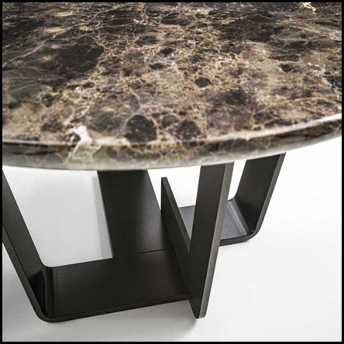 Coffee table with base structure in lacquered iron with emperador dark marble top 154-Jay Marble