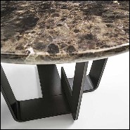 Coffee table with base structure in lacquered iron with emperador dark marble top 154-Jay Marble