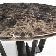 Table basse avec base en fer laqué avec plateau en marbre dark Emperador 154-Jay Marble