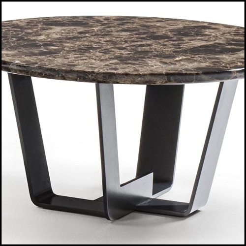 Coffee table with base structure in lacquered iron with emperador dark marble top 154-Jay Marble
