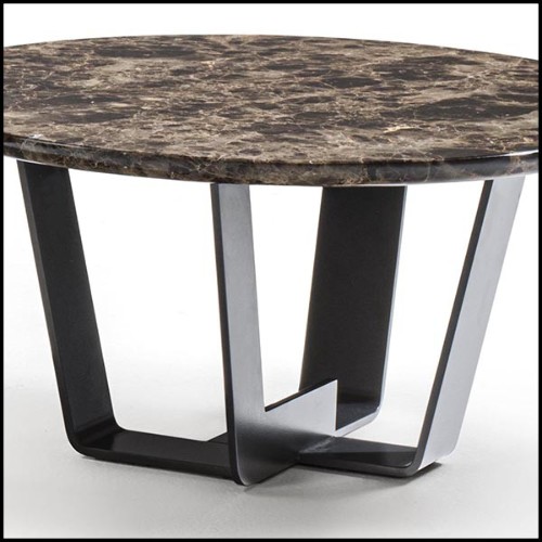 Table basse avec base en fer laqué avec plateau en marbre dark Emperador 154-Jay Marble