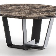 Coffee table with base structure in lacquered iron with emperador dark marble top 154-Jay Marble
