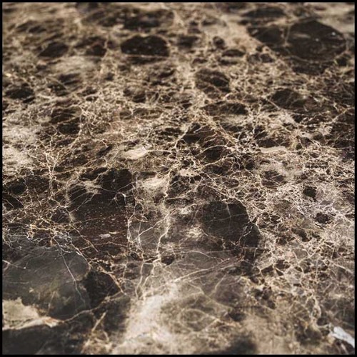 Table basse avec base en fer laqué avec plateau en marbre dark Emperador 154-Jay Marble