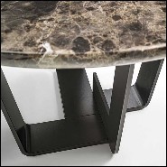 Table basse avec base en fer laqué avec plateau en marbre dark Emperador 154-Jay Marble
