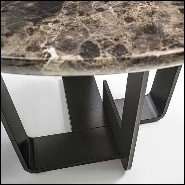 Coffee table with base structure in lacquered iron with emperador dark marble top 154-Jay Marble