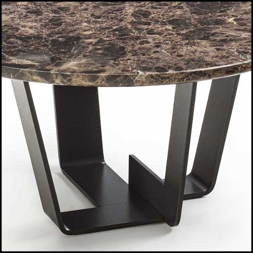 Coffee table with base structure in lacquered iron with emperador dark marble top 154-Jay Marble