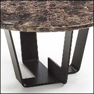 Coffee table with base structure in lacquered iron with emperador dark marble top 154-Jay Marble