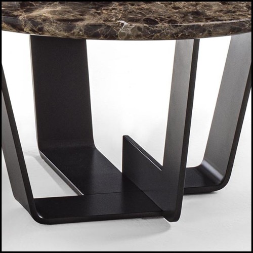 Table basse avec base en fer laqué avec plateau en marbre dark Emperador 154-Jay Marble