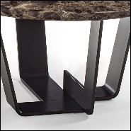 Table basse avec base en fer laqué avec plateau en marbre dark Emperador 154-Jay Marble