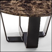 Table basse avec base en fer laqué avec plateau en marbre dark Emperador 154-Jay Marble