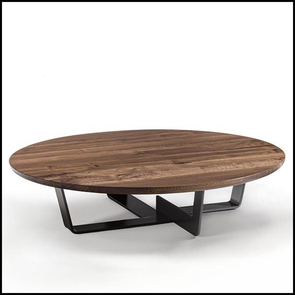 Table basse avec base en fer laqué finition irondust et plateau en noyer massif 154-Jay Walnut