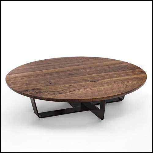 Coffee table with base in lacquered iron with solid walnut top 154-Jay Walnut