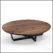Table basse avec base en fer laqué finition irondust et plateau en noyer massif 154-Jay Walnut