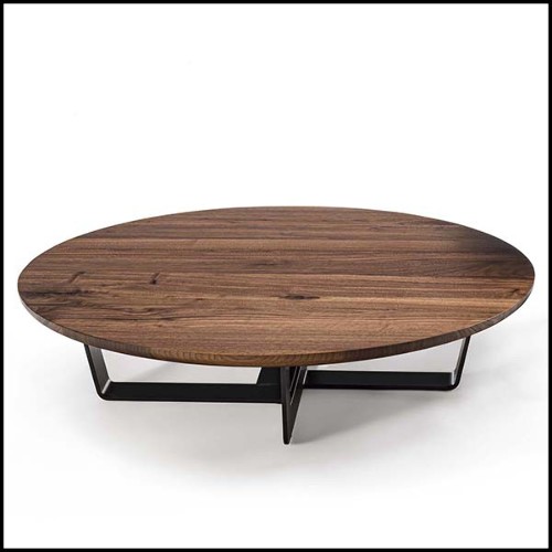 Coffee table with base in lacquered iron with solid walnut top 154-Jay Walnut