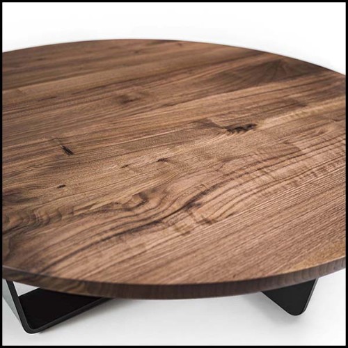 Table basse avec base en fer laqué finition irondust et plateau en noyer massif 154-Jay Walnut