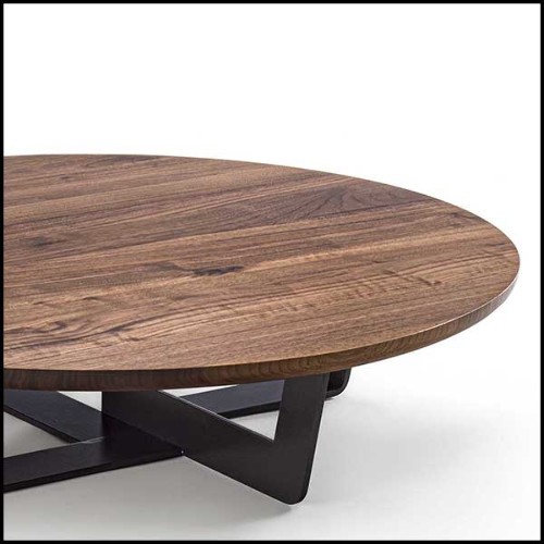 Coffee table with base in lacquered iron with solid walnut top 154-Jay Walnut