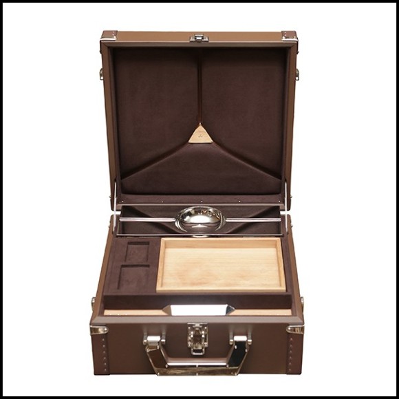 Suitcase covered with brown cowhide leather 186-Luxury Cuban Brown