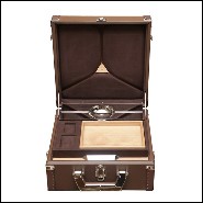 Suitcase covered with brown cowhide leather 186-Luxury Cuban Brown