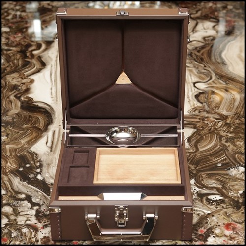 Suitcase covered with brown cowhide leather 186-Luxury Cuban Brown