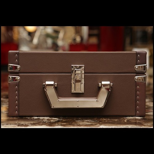 Mallette couverte avec cuir de vachette brun foncé 186-Luxury Cuban Brown