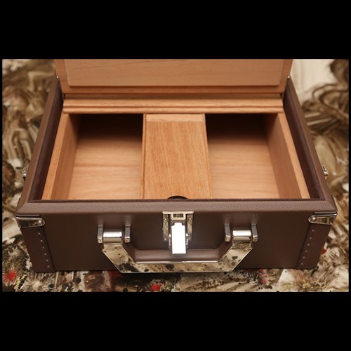 Mallette couverte avec cuir de vachette brun foncé 186-Luxury Cuban Brown