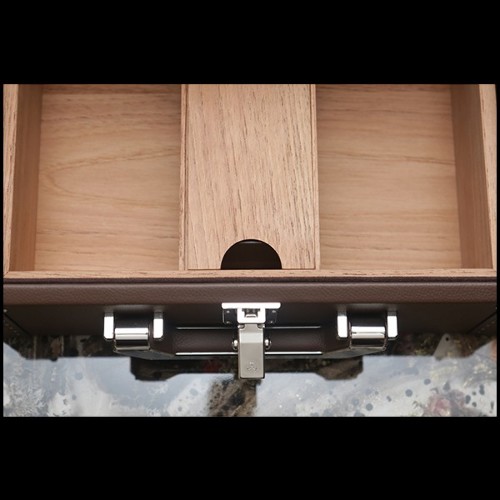 Suitcase covered with brown cowhide leather 186-Luxury Cuban Brown