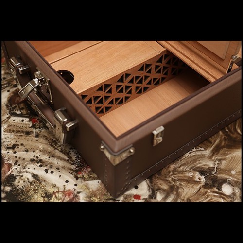 Mallette couverte avec cuir de vachette brun foncé 186-Luxury Cuban Brown