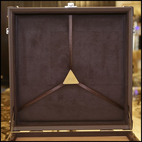 Suitcase covered with brown cowhide leather 186-Luxury Cuban Brown