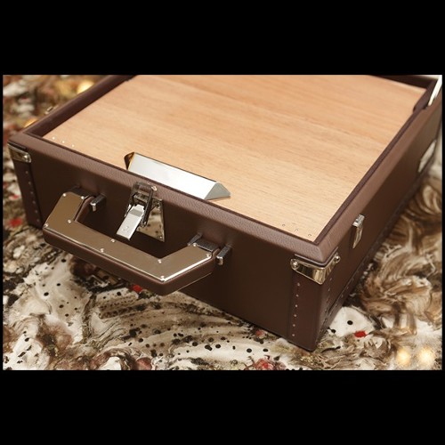 Suitcase covered with brown cowhide leather 186-Luxury Cuban Brown