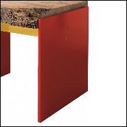 Stool with seat in solid oakwood from Venice with iron lacquered base 154-Oak Slat Red