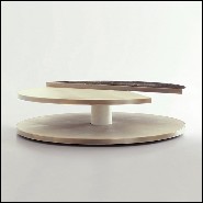 Coffee table with down-top wooden structure and half up-top covered with genuine leather 150-Pac