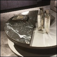 Coffee table with down-top wooden structure and half up-top covered with genuine leather 150-Pac