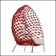 Fauteuil outdoor-indoor avec structure en acier inoxydable recouvert avec un tissu acrylique torsadé 178-Rest Red